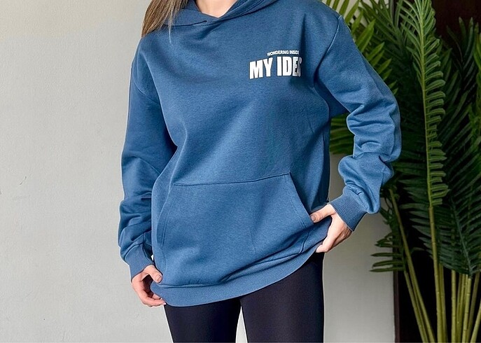 Oversize Kapüşonlu Baskılı Sweatshirt