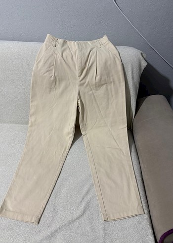 Bej Kadın Kumaş Pantolon Midi Boy - Görsel 2