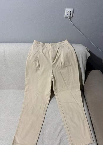 Bej Kadın Kumaş Pantolon Midi Boy - Görsel 4