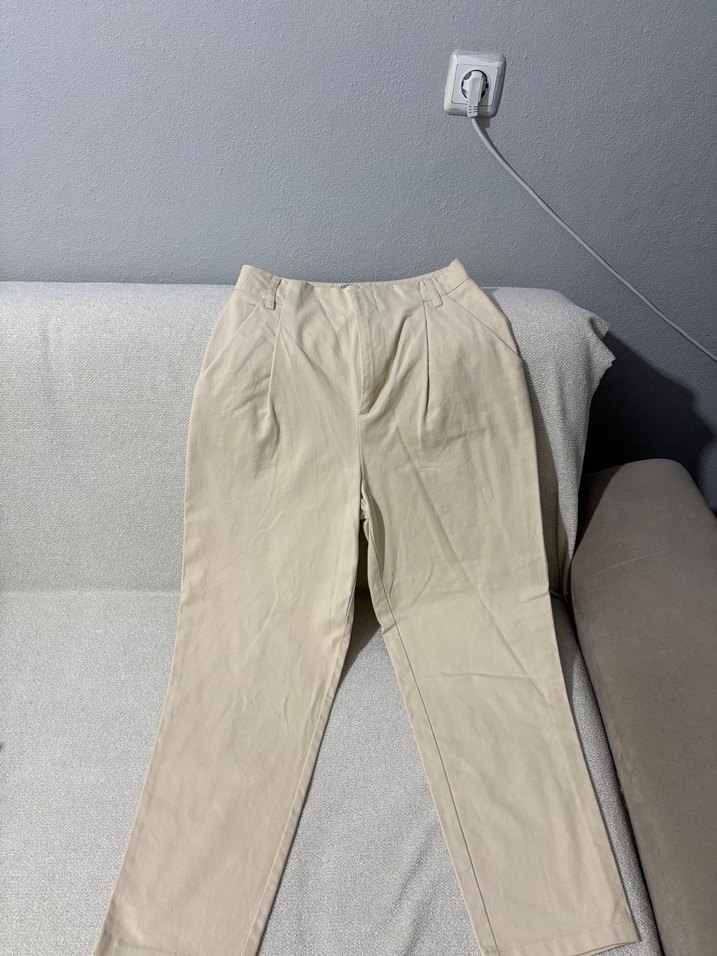 Bej Kadın Kumaş Pantolon Midi Boy - Görsel 4