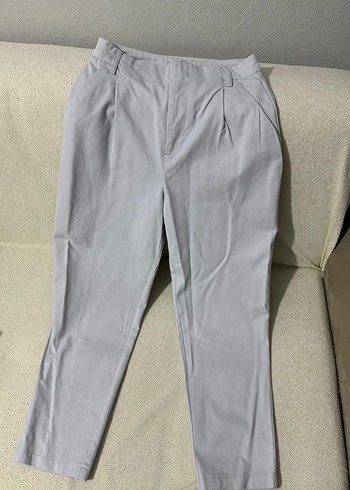 Gri Regular Fit Keten Pilili Kadın Pantolon - Görsel 2