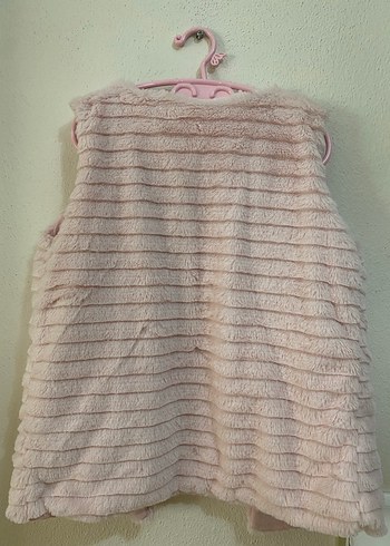 Kız Çocuk Pembe Kürklü Kolsuz Yelek - Görsel 3