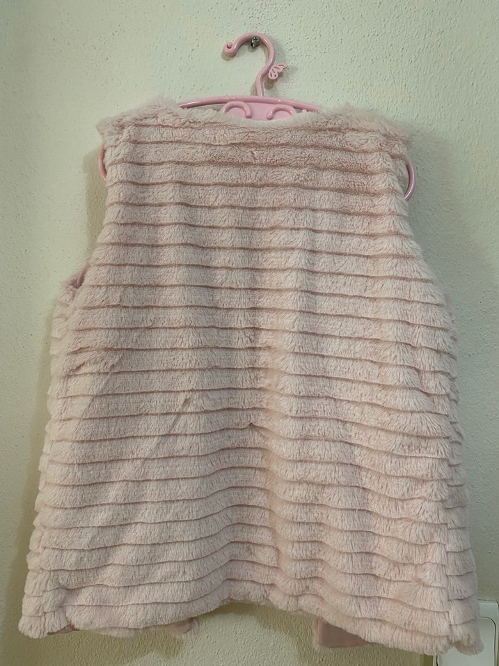 Kız Çocuk Pembe Kürklü Kolsuz Yelek - Görsel 3