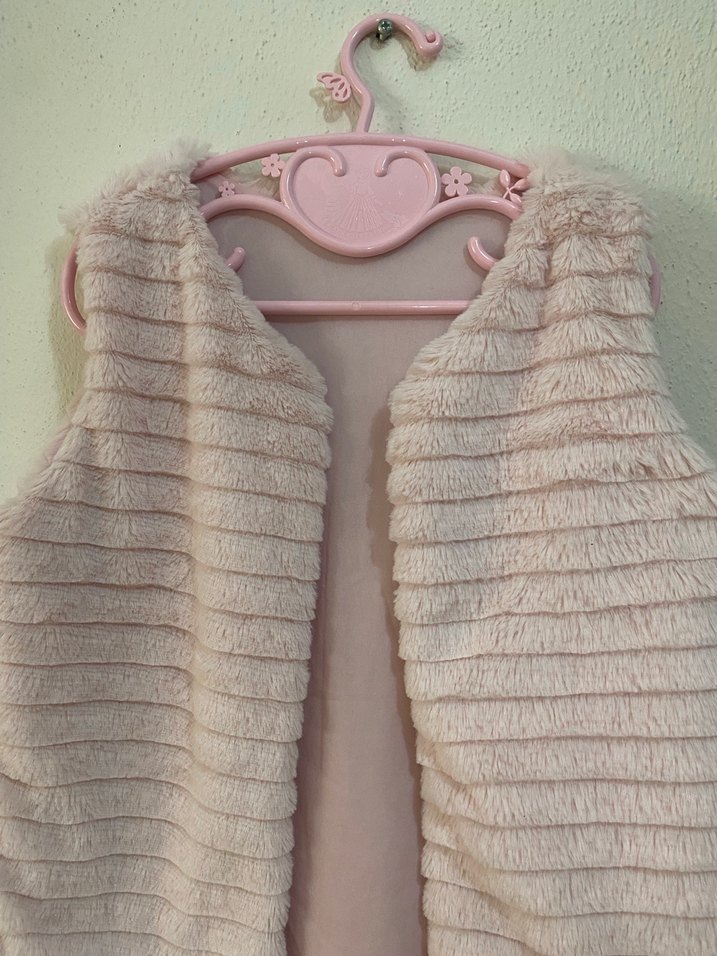 Kız Çocuk Pembe Kürklü Kolsuz Yelek - Görsel 2