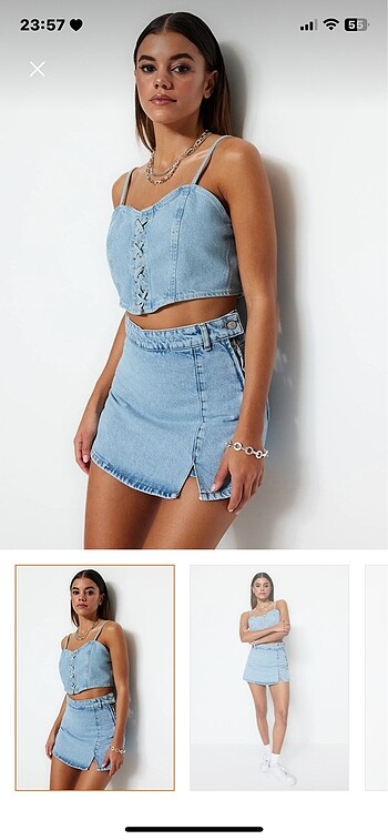 Denim sort etek