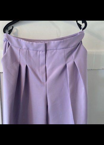 ADL Kadın Lila Pilili Uzun Kumaş Pantolon - Görsel 4