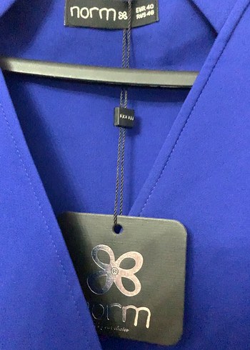 Saks Mavi 3/4 Kollu Kadın Klasik Elbise - Görsel 2