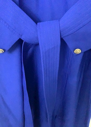 Saks Mavi 3/4 Kollu Kadın Klasik Elbise - Görsel 10