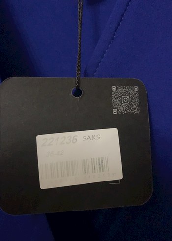 Saks Mavi 3/4 Kollu Kadın Klasik Elbise - Görsel 3