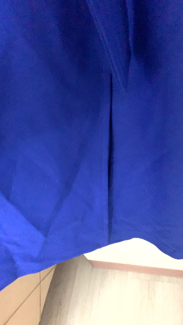 Saks Mavi 3/4 Kollu Kadın Klasik Elbise - Görsel 5