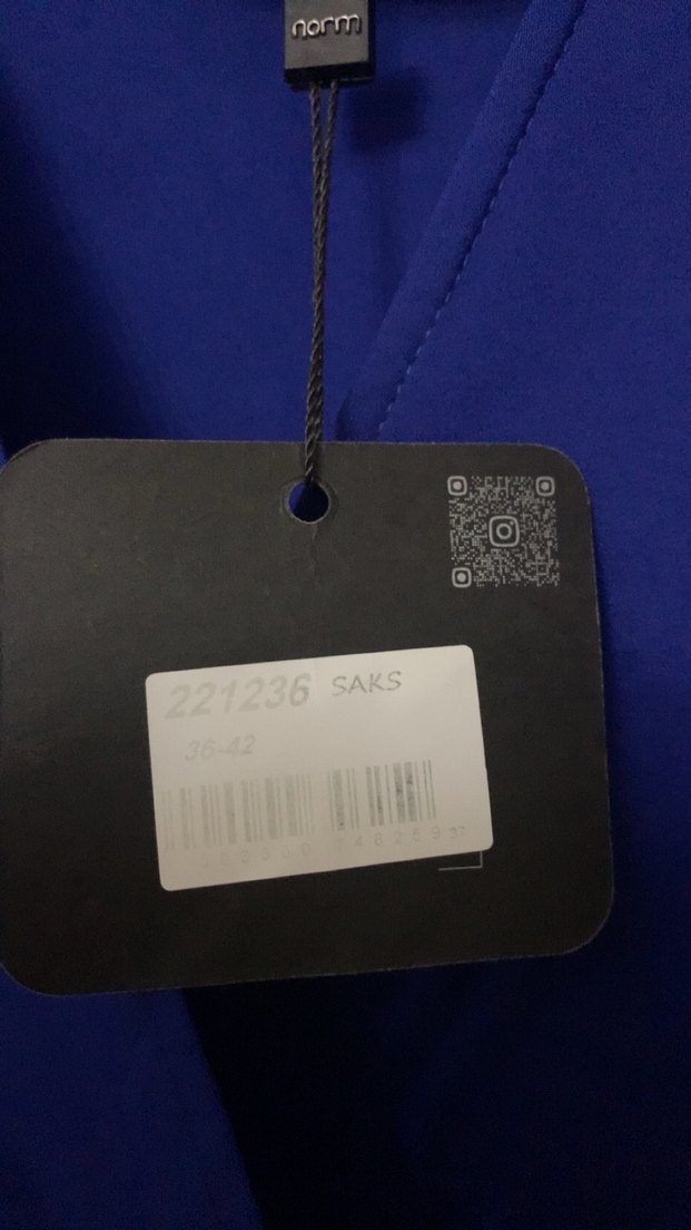 Saks Mavi 3/4 Kollu Kadın Klasik Elbise - Görsel 3