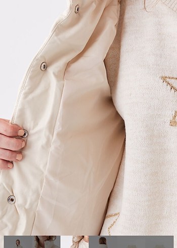 LC Waikiki Bej Dik Yakalı Kadın Mont - Görsel 17