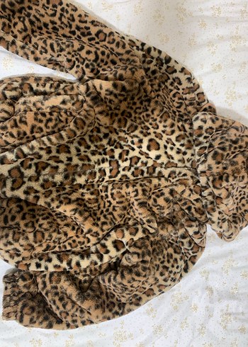 Leopar Desenli Peluş Kapüşonlu Ceket - Görsel 7