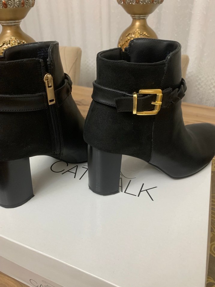 CATWALK Siyah Deri Tokalı Topuklu Kadın Bot - Görsel 4