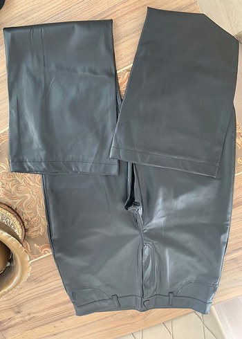 Koton Siyah Deri Kadın pantolon - Görsel 3