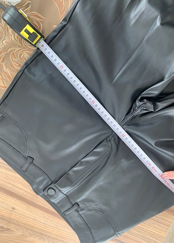 Koton Siyah Deri Kadın pantolon - Görsel 8