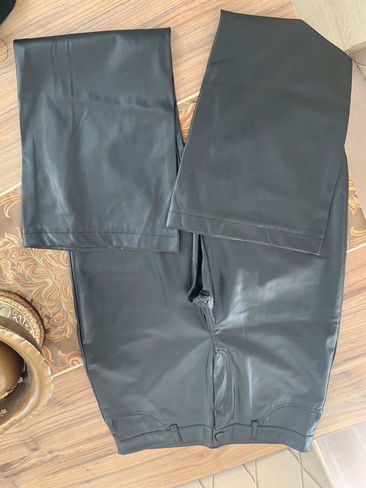 Koton Siyah Deri Kadın pantolon - Görsel 3