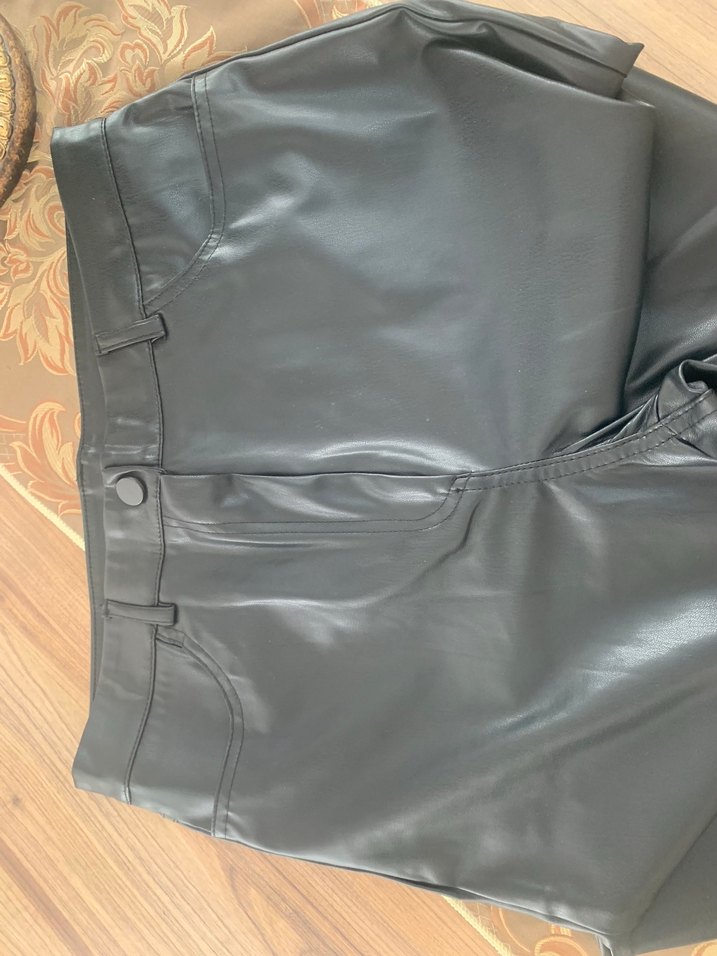 Koton Siyah Deri Kadın pantolon - Görsel 2