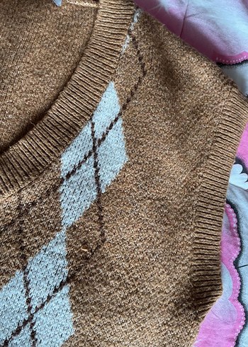 XSIDE V Yaka Desenli Kadın Triko  Nakışlı Örgü Süveter - Görsel 6