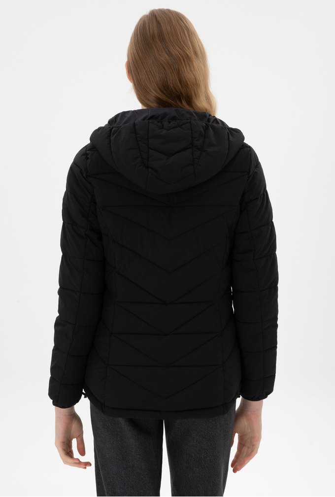 USP ASSN Siyah Kemerli Yüksek Yakalı Kadın Mont - Görsel 5