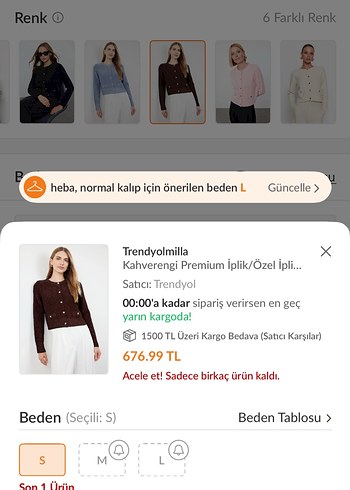 Düğmeli Kahverengi Kadın Hırka - Görsel 6