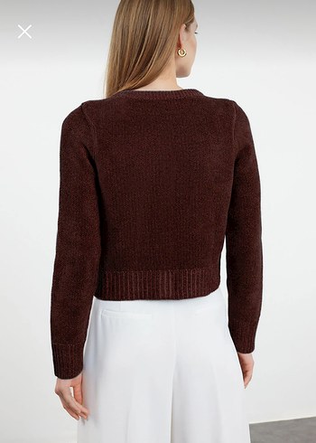 Düğmeli Kahverengi Kadın Hırka - Görsel 2