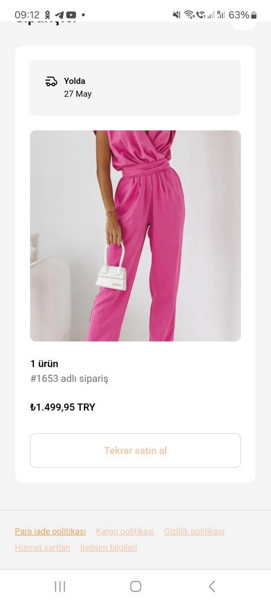 Pembe V Yaka Kemerli Kadın Tulum - Görsel 3