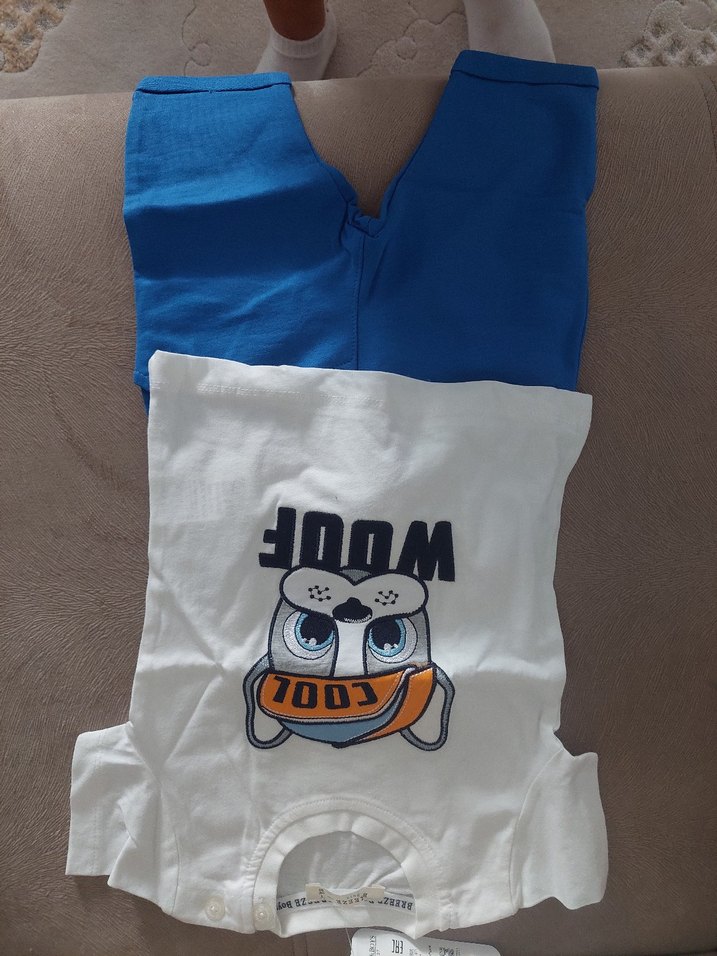 Renkli Baskılı Pamuklu Bebek Erkek Takım - Görsel 3