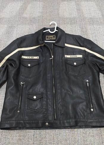 Siyah Deri motorcu Biker Ceket, Kemer Detaylı - Görsel 2