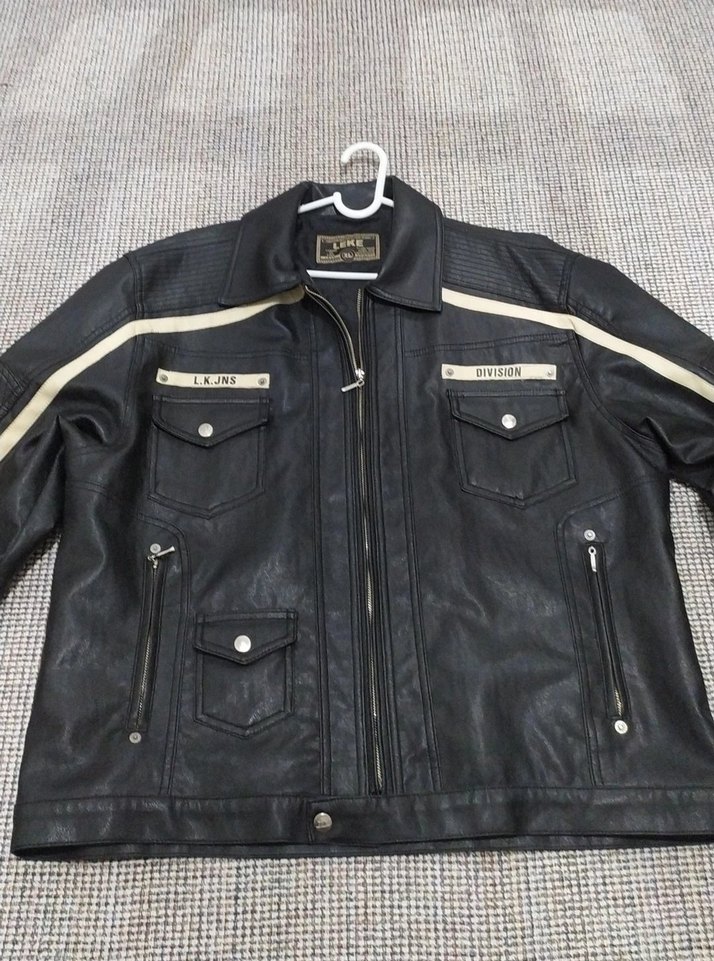 Siyah Deri motorcu Biker Ceket, Kemer Detaylı - Görsel 3