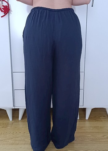 Zara Lacivert Rahat Kesim Kadın Yazlık Pantolon