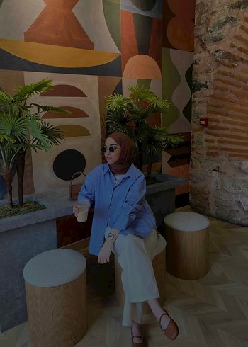 Mavi Çizgili Saten Gömlek - Görsel 3