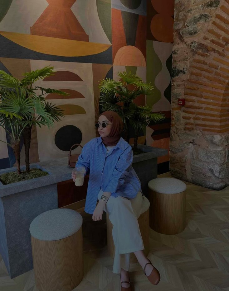 Mavi Çizgili Saten Gömlek - Görsel 3