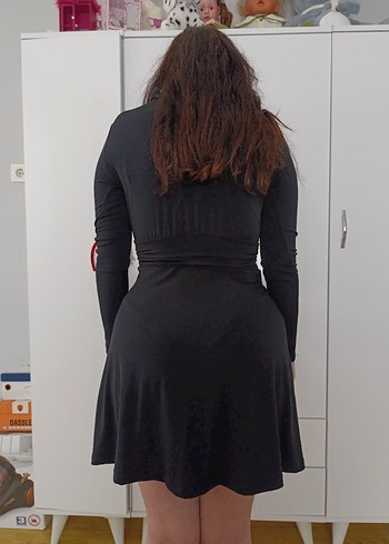 Siyah Uzun Kollu Mini Özel Gün Elbise - Görsel 5