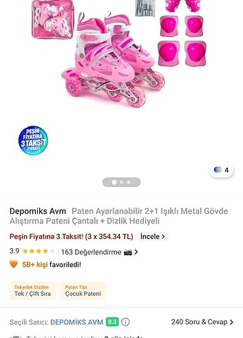 Diğer Kız çocuk paten 30.33 numara 