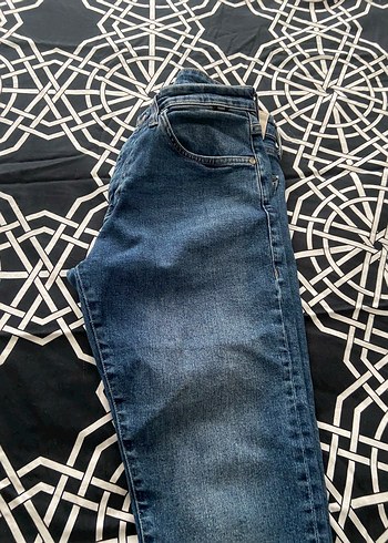 Bağcıklı Mavi Midi Boy Kadın Kot Pantolon - Görsel 4