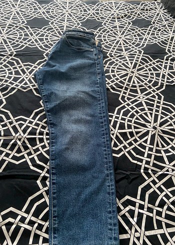 Bağcıklı Mavi Midi Boy Kadın Kot Pantolon - Görsel 6