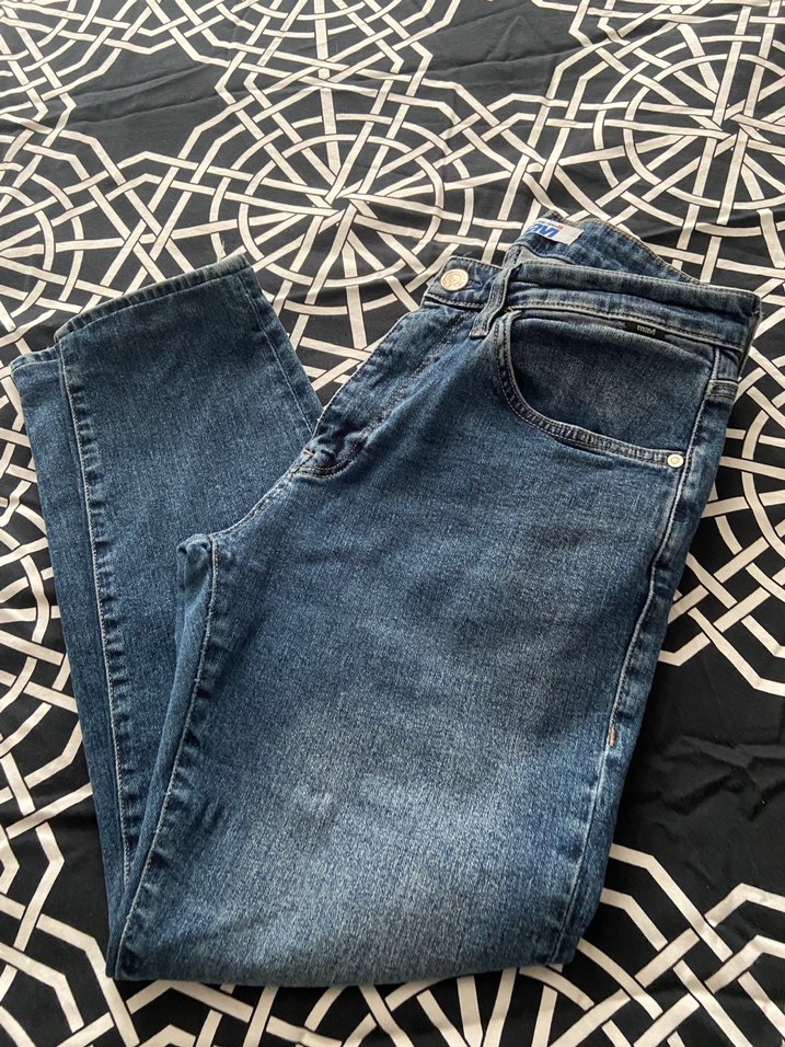 Bağcıklı Mavi Midi Boy Kadın Kot Pantolon - Görsel 2