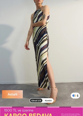 Zebra Desenli Drapeli Uzun Kadın Elbise