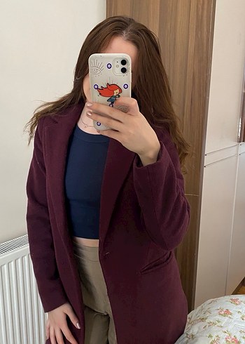 Bordo Uzun Klasik Kaban - Görsel 6