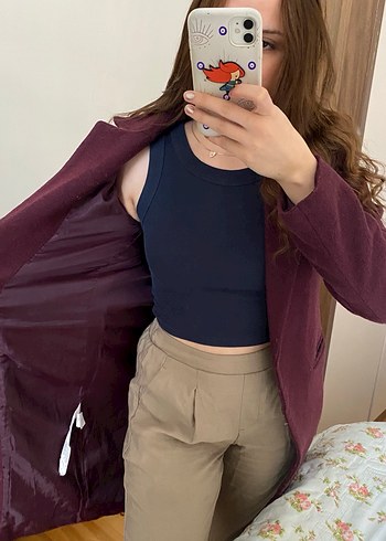 Bordo Uzun Klasik Kaban - Görsel 7