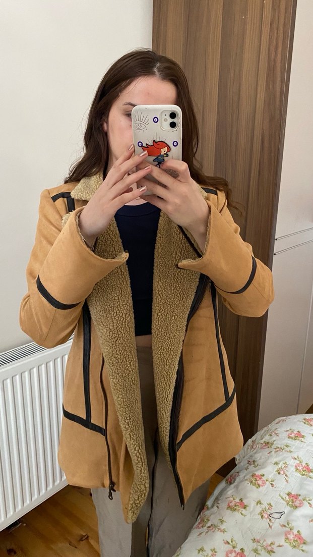 Süet Kadın Kısa Kürklü Ceket - Görsel 3