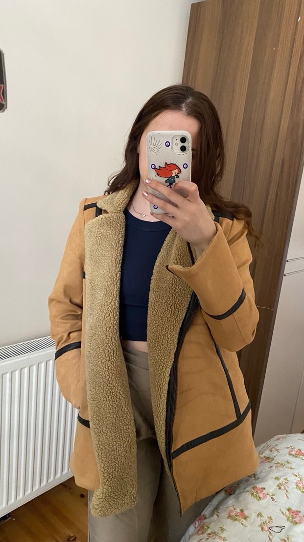 Süet Kadın Kısa Kürklü Ceket - Görsel 4