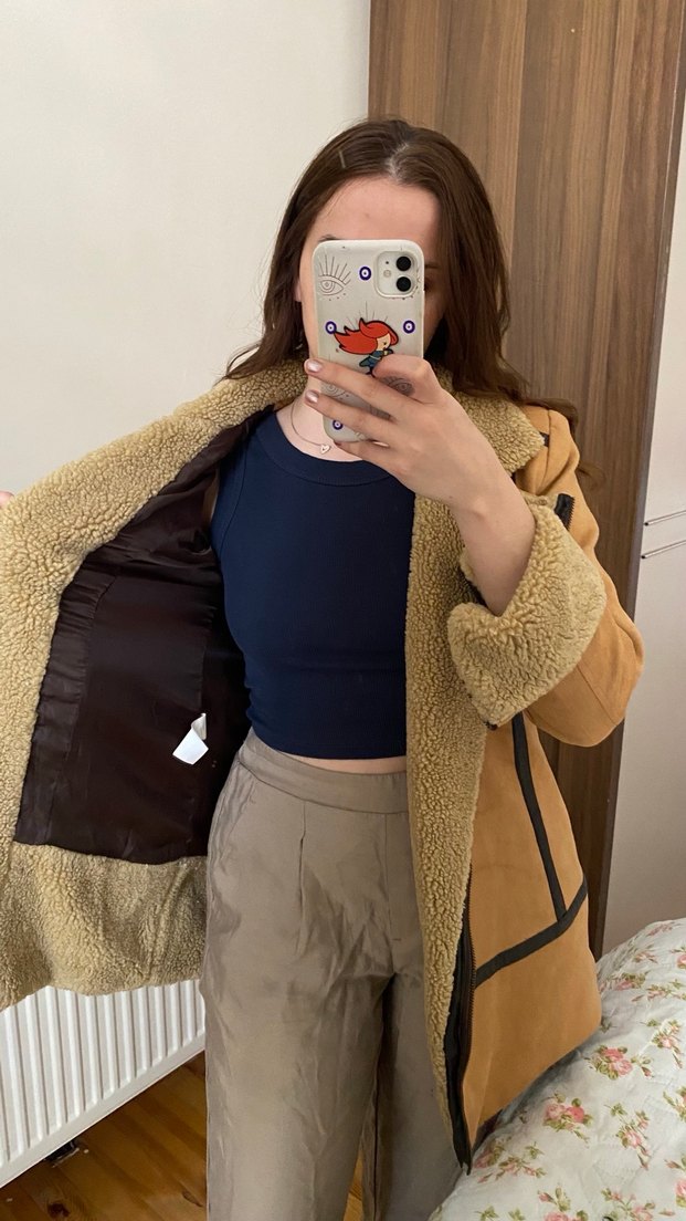 Süet Kadın Kısa Kürklü Ceket - Görsel 5