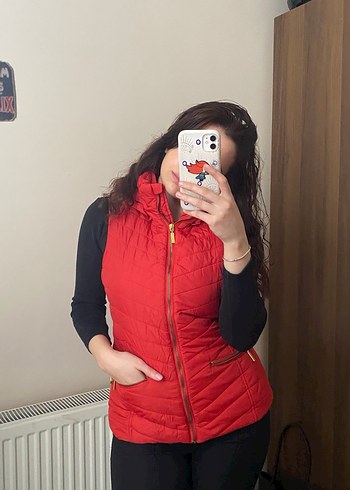 Kırmızı Fermuarlı Kadın yelek - Görsel 2