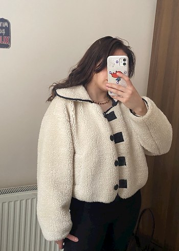 Bej Peluş Kadın Kışlık Mont - Görsel 4