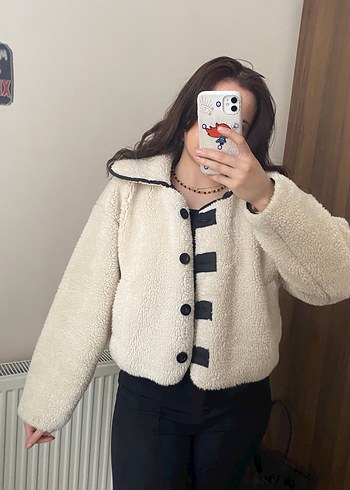 Bej Peluş Kadın Kışlık Mont - Görsel 3