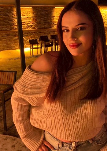 Bej Triko Kadın madonna Kayık Yaka Kazak - Görsel 2