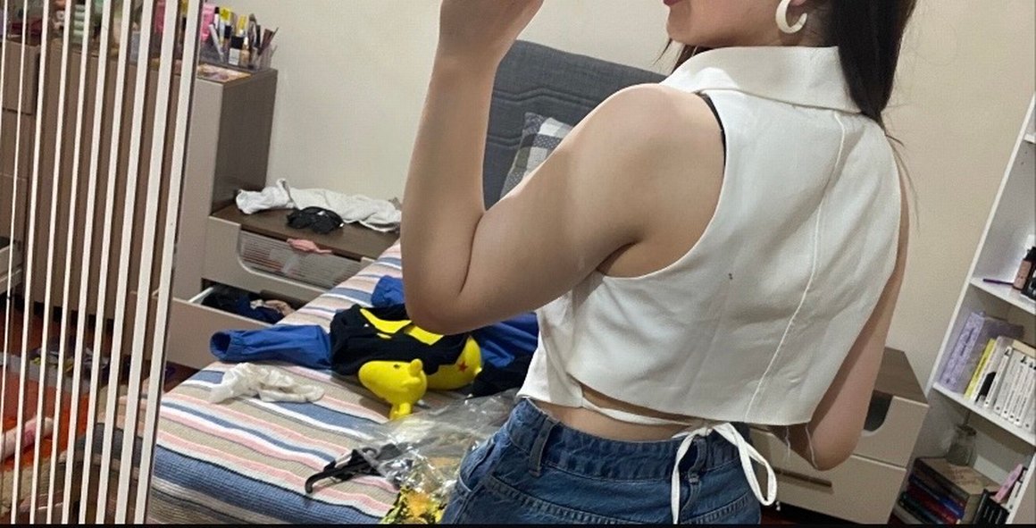 Düğmeli Beyaz Denim Kadın Yelek - Görsel 2