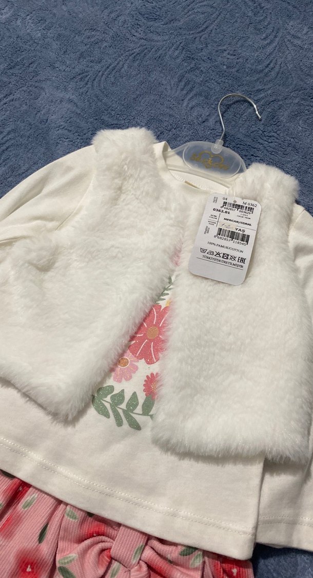 Beyaz Kürklü Bebek Kız Takımı - Görsel 3